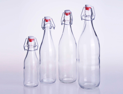 Airtight Round Glass Bottle with Clip Top