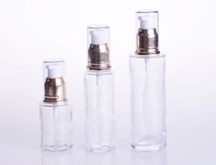 Clear Glass Lotion Bottle with Goden Caps