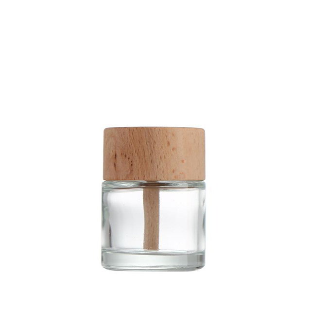 30ml 50ml Conical Small Mouth Glass Aromatherapy Bottle with Wooden Lid