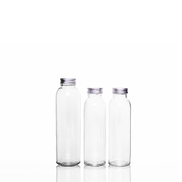 250ml 500ml Round Shape Empty Glass Juice Beverage Water Bottle with Lid