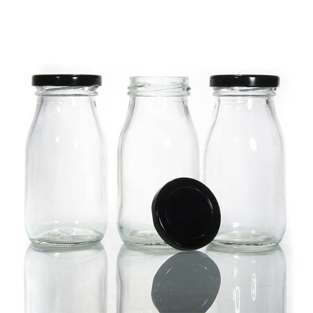 200Ml 250Ml 350Ml 500Ml 1000Ml Transparent Glass Milk Bottle With Metal Lid