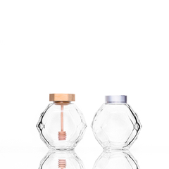 250ml 380ml 500ml Hexagonal Glass Honey Jar with Stirring Stick