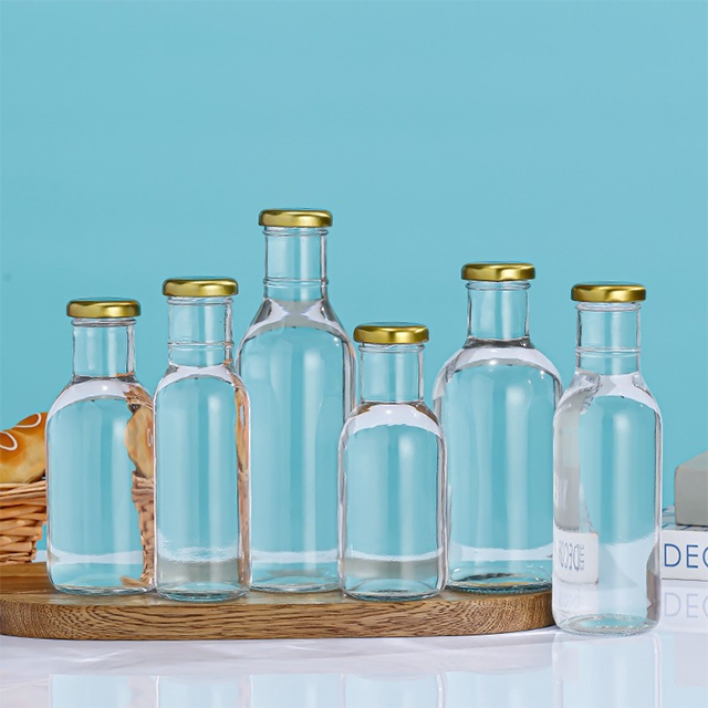 250ml Round Glass Milk Drink Juice Bottle with Lid