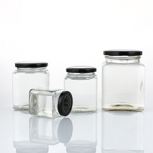 50ml 80ml 100ml 200ml 280ml 380ml 500ml Square Sealed Glass Food Storage Jar with Lid